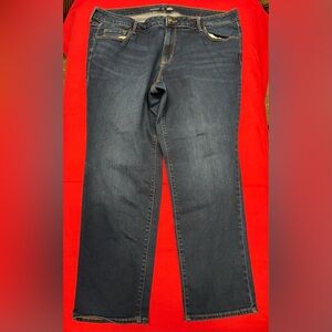 Old Navy Dark Blue Mid Rise Power Slim Straight Leg Jeans